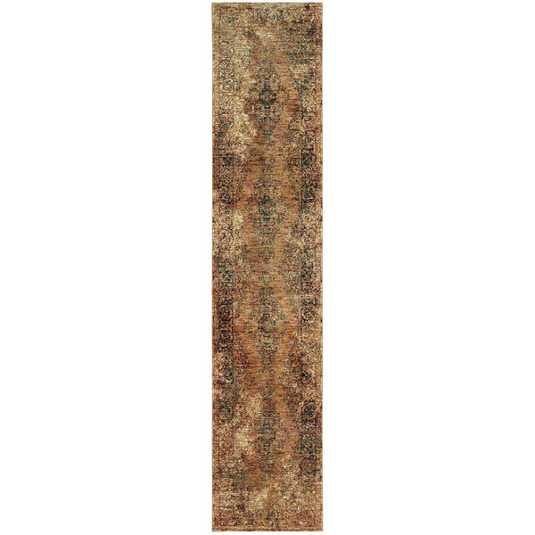 HomeRoots 10' Brown Oriental Power Loom Area Rug - Timeless Elegance, Durable Design for High-Traffic Spaces 2'6" x 12' 510008