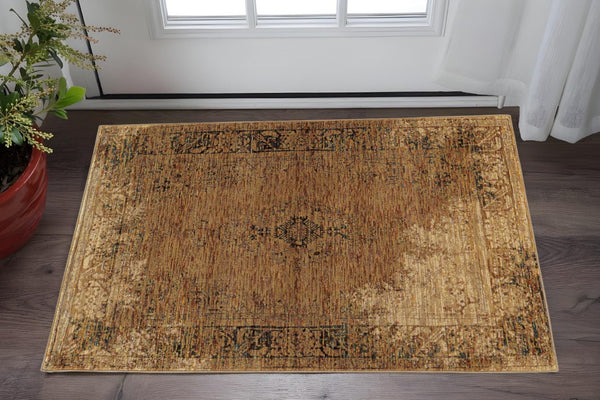 HomeRoots 10' Brown Oriental Power Loom Area Rug - Timeless Elegance, Durable Design for High-Traffic Spaces 3' x 5' 510009
