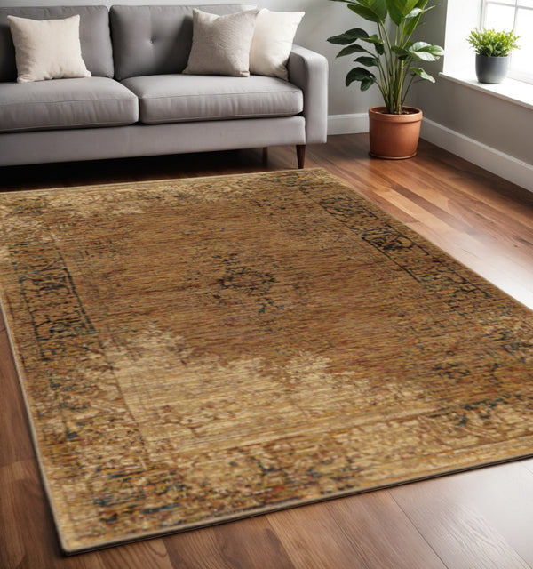 HomeRoots 10' Brown Oriental Power Loom Area Rug - Timeless Elegance, Durable Design for High-Traffic Spaces 5' X 7' 510010