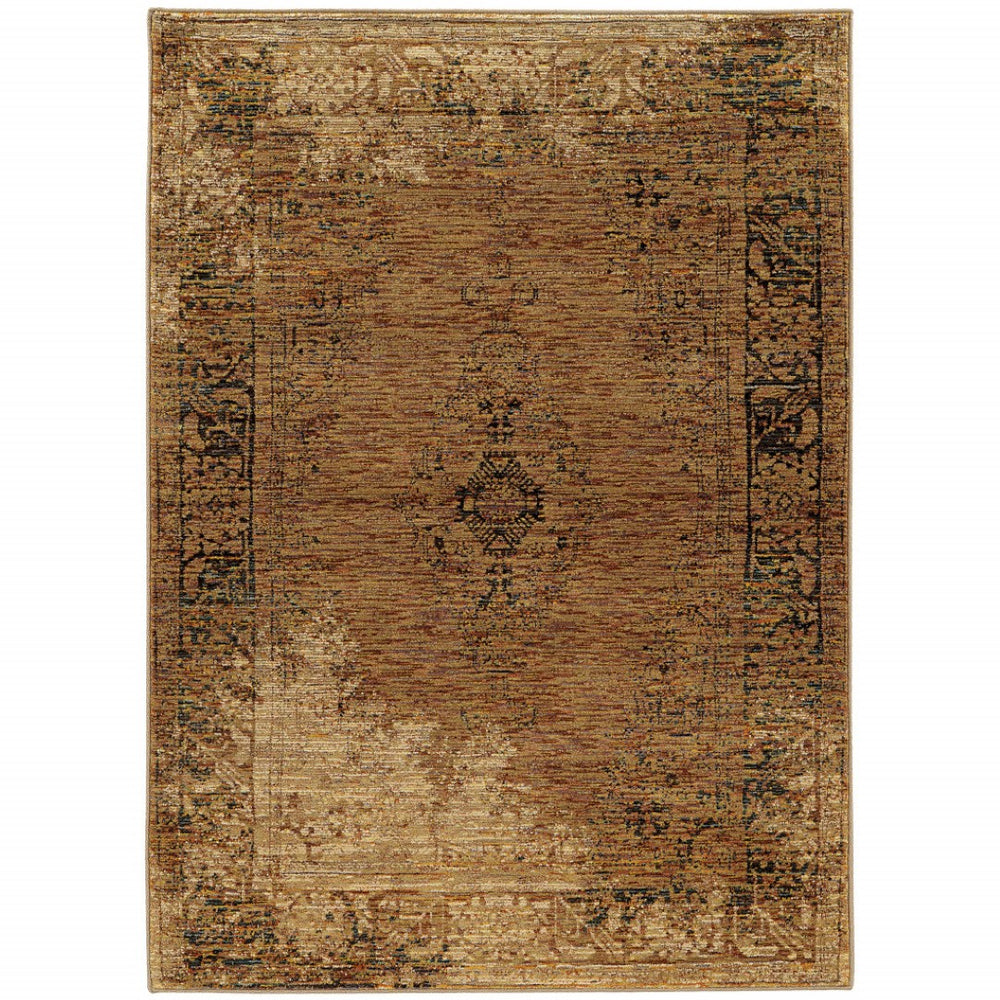 HomeRoots 10' Brown Oriental Power Loom Area Rug - Timeless Elegance, Durable Design for High-Traffic Spaces 7' X 10' 510011