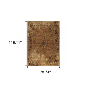 HomeRoots 10' Brown Oriental Power Loom Area Rug - Timeless Elegance, Durable Design for High-Traffic Spaces 7' X 10' 510011