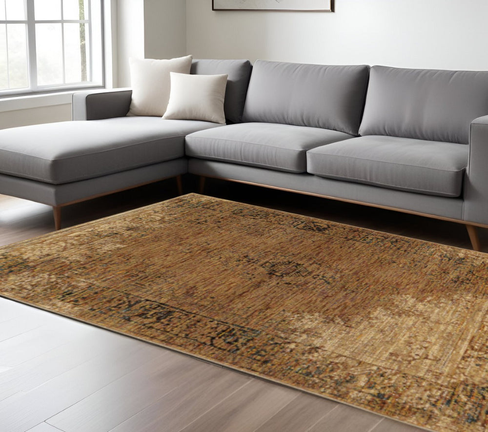 HomeRoots 10' Brown Oriental Power Loom Area Rug - Timeless Elegance, Durable Design for High-Traffic Spaces 7' X 10' 510011
