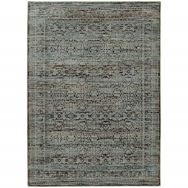 Homeroots 10' X 13' Blue Green Oriental Power Loom Area Rug  Other Material 510012
