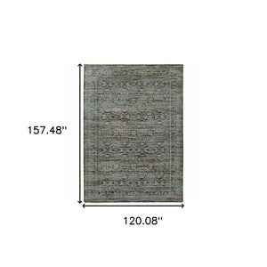 Homeroots 10' X 13' Blue Green Oriental Power Loom Area Rug  Other Material 510012