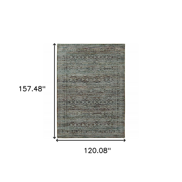 Homeroots 10' X 13' Blue Green Oriental Power Loom Area Rug  Other Material 510012