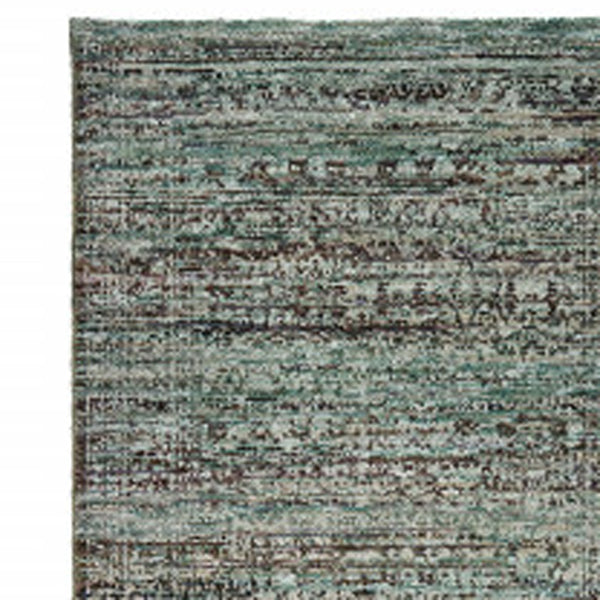 Homeroots 12' Runner Blue And Purple Oriental Power Loom Runner Rug  Other Material 510015