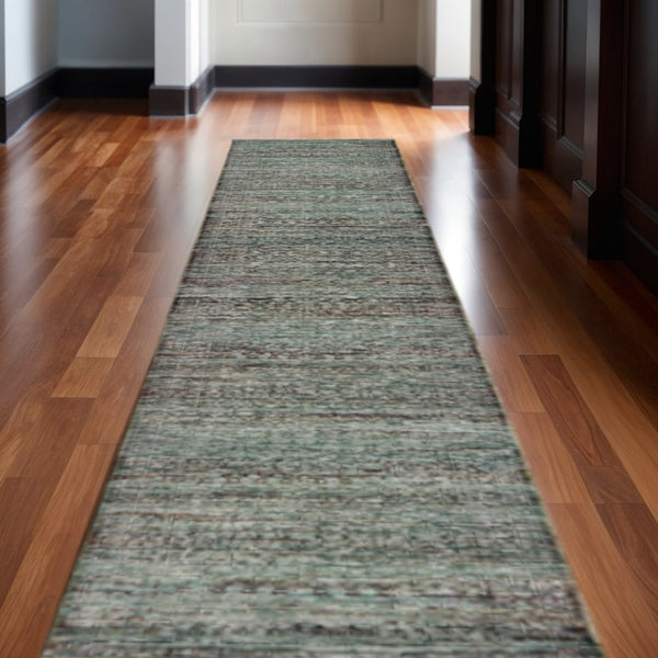 HomeRoots 10' Blue Green Oriental Power Loom Area Rug - Timeless Elegance, Durable Design for Every Home 2'6" x 12' 510015