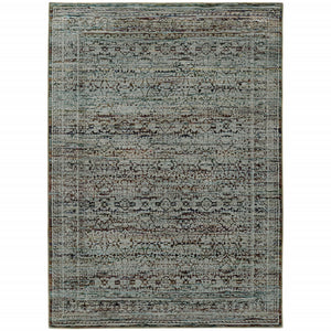 Homeroots 7' X 10' Blue Green Oriental Power Loom Area Rug  Other Material 510018