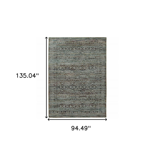 Homeroots 8' X 11' Blue Green Oriental Power Loom Area Rug  Other Material 510019
