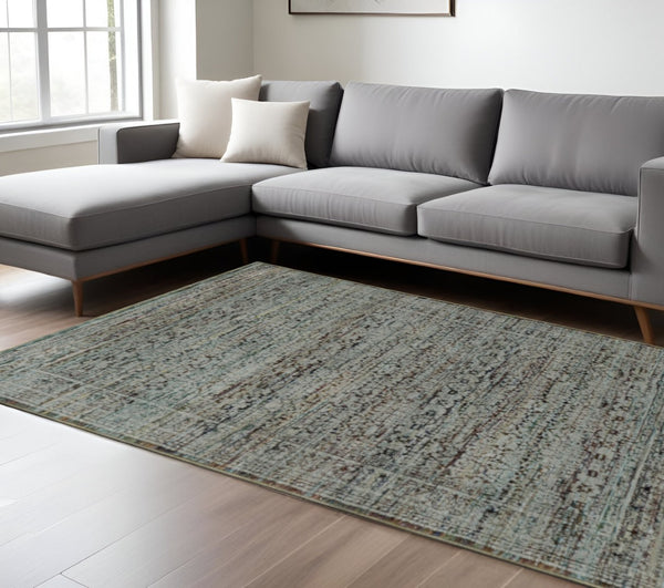 HomeRoots 10' Blue Green Oriental Power Loom Area Rug - Timeless Elegance, Durable Design for Every Home 8' X 11' 510019