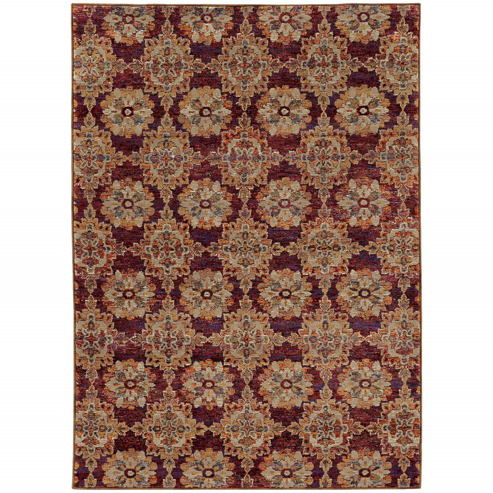 Homeroots 2' X 3' Oriental Power Loom Area Rug Red,Gold Polypropylene 510022