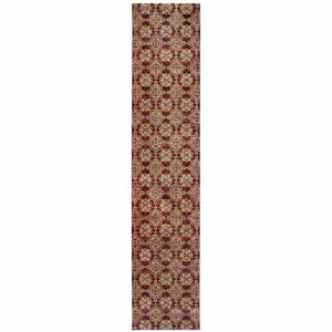 Homeroots 12' Runner Red And Gold Oriental Power Loom Runner Rug Red,Gold Other Material 510024