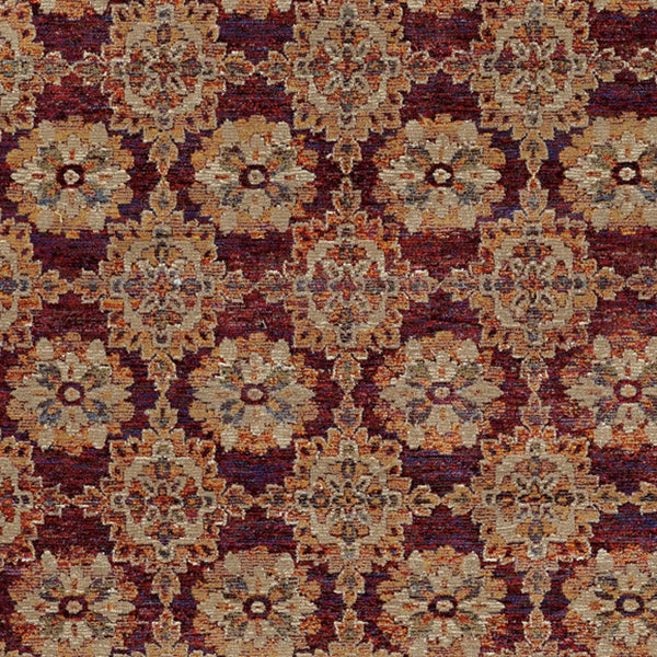 Homeroots 5' X 7' Red And Gold Oriental Power Loom Area Rug Red,Gold Other Material 510026