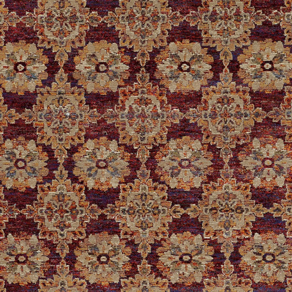 Homeroots 7' X 10' Red And Gold Oriental Power Loom Area Rug Red,Gold Other Material 510027