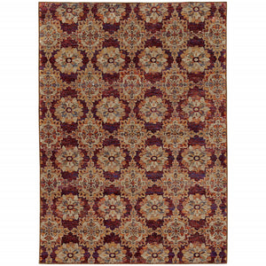 Homeroots 9' X 12' Red And Gold Oriental Power Loom Area Rug Red,Gold Other Material 510029