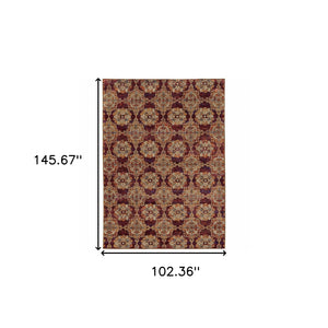 Homeroots 9' X 12' Red And Gold Oriental Power Loom Area Rug Red,Gold Other Material 510029