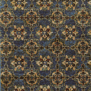 Homeroots 2' X 3' Blue And Gold Oriental Power Loom Area Rug Blue,Gold Polypropylene 510031