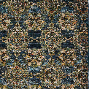 Homeroots 12' Runner Blue And Gold Oriental Power Loom Runner Rug Blue,Gold Other Material 510033