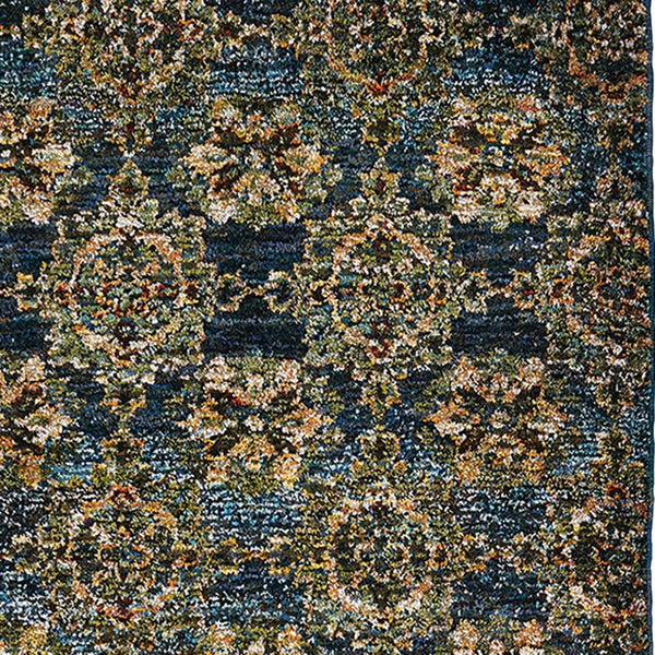 Homeroots 12' Runner Blue And Gold Oriental Power Loom Runner Rug Blue,Gold Other Material 510033