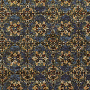 Homeroots 3' X 5' Blue And Gold Oriental Power Loom Area Rug Blue,Gold Other Material 510034