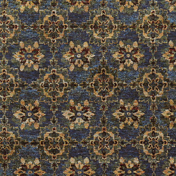 Homeroots 3' X 5' Blue And Gold Oriental Power Loom Area Rug Blue,Gold Other Material 510034