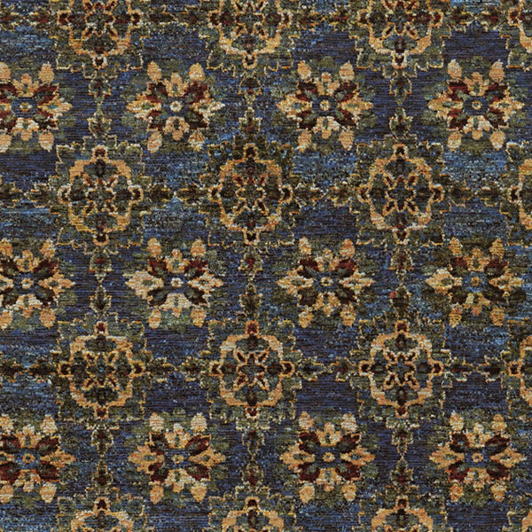 Homeroots 5' X 7' Blue And Gold Oriental Power Loom Area Rug Blue,Gold Other Material 510035