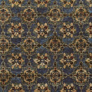 Homeroots 7' X 10' Blue And Gold Oriental Power Loom Area Rug Blue,Gold Other Material 510036