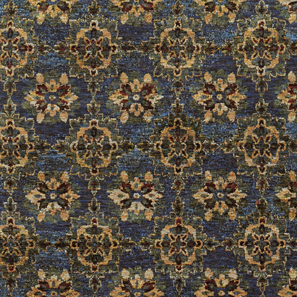 Homeroots 7' X 10' Blue And Gold Oriental Power Loom Area Rug Blue,Gold Other Material 510036