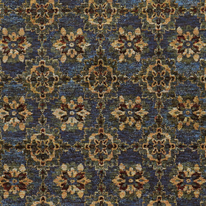 Homeroots 8' X 11' Blue And Gold Oriental Power Loom Area Rug Blue,Gold Other Material 510037