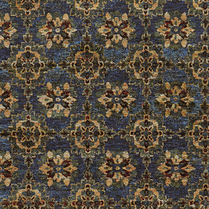 Homeroots 9' X 12' Blue And Gold Oriental Power Loom Area Rug Blue,Gold Other Material 510038
