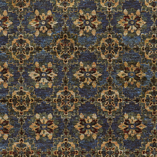 Homeroots 9' X 12' Blue And Gold Oriental Power Loom Area Rug Blue,Gold Other Material 510038