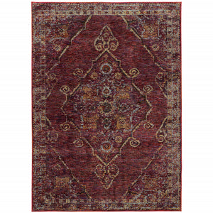 Homeroots 10' X 13' Red And Gold Oriental Power Loom Area Rug Red,Gold Other Material 510039