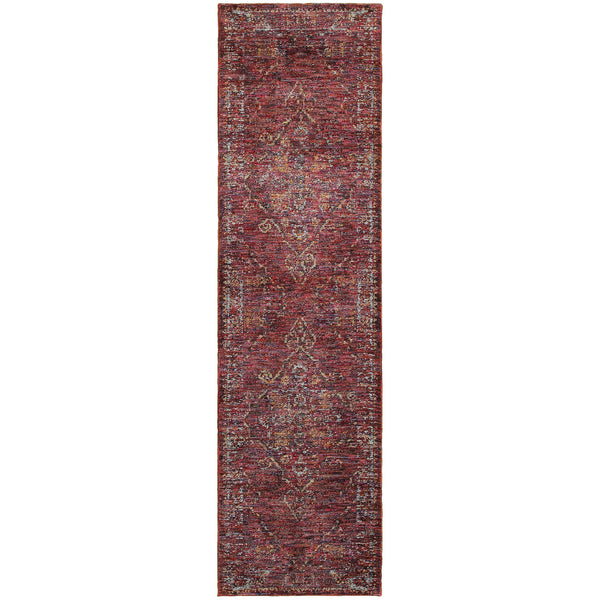 Homeroots 8' Runner Red And Gold Oriental Power Loom Runner Rug Red,Gold Other Material 510041