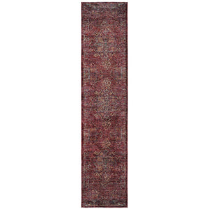 HomeRoots 10' Timeless Elegance Power Loom Oriental Area Rug for Luxurious Living Spaces and Durability Red/ Gold 2'6" x 12' 510042