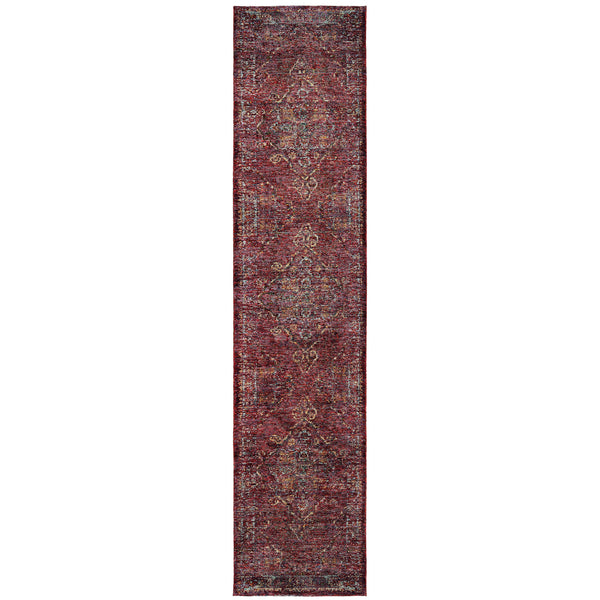 Homeroots 12' Runner Red And Gold Oriental Power Loom Runner Rug Red,Gold Other Material 510042