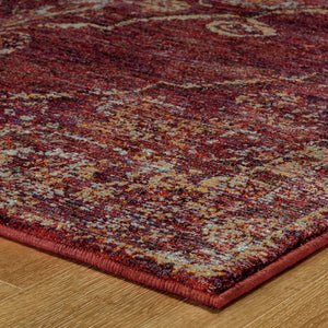 HomeRoots 10' Timeless Elegance Power Loom Oriental Area Rug for Luxurious Living Spaces and Durability Red/ Gold 2'6" x 12' 510042