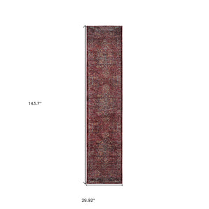Homeroots 12' Runner Red And Gold Oriental Power Loom Runner Rug Red,Gold Other Material 510042