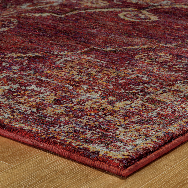Homeroots 3' X 5' Red And Gold Oriental Power Loom Area Rug Red,Gold Other Material 510043