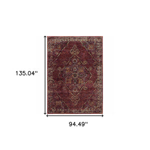 Homeroots 8' X 11' Red And Gold Oriental Power Loom Area Rug Red,Gold Other Material 510046