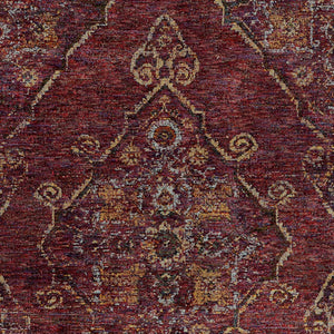 Homeroots 8' X 11' Red And Gold Oriental Power Loom Area Rug Red,Gold Other Material 510046