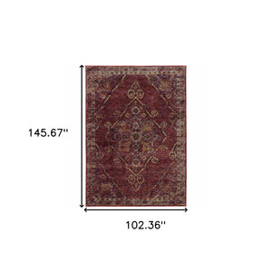 Homeroots 9' X 12' Red And Gold Oriental Power Loom Area Rug Red,Gold Other Material 510047