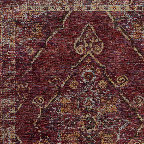 Homeroots 9' X 12' Red And Gold Oriental Power Loom Area Rug Red,Gold Other Material 510047