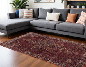 Homeroots 9' X 12' Red And Gold Oriental Power Loom Area Rug Red,Gold Other Material 510047