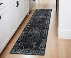 Homeroots 8' Runner Blue And Ivory Oriental Power Loom Runner Rug Blue,Light Blue Other Material 510050