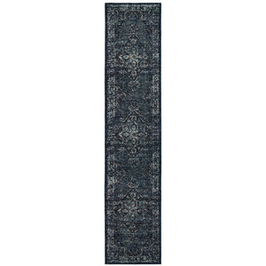 Homeroots 12' Runner Blue And Brown Oriental Power Loom Runner Rug Blue,Light Blue Other Material 510051