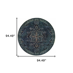 HomeRoots 10' Timeless Elegance Power Loom Oriental Area Rug for Luxurious Living Spaces and Durability 8' Round Round 510055