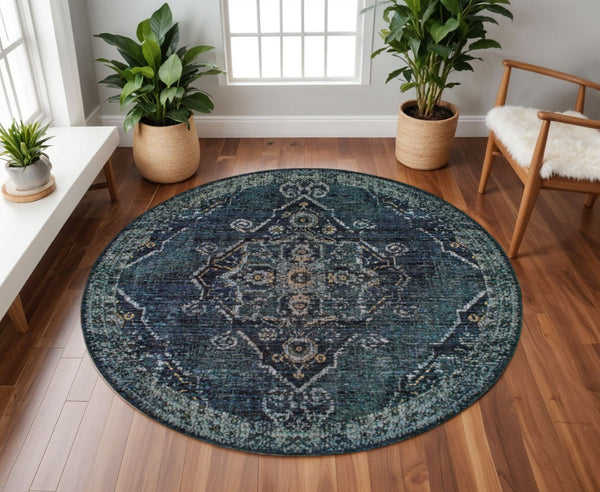 HomeRoots 10' Timeless Elegance Power Loom Oriental Area Rug for Luxurious Living Spaces and Durability 8' Round Round 510055
