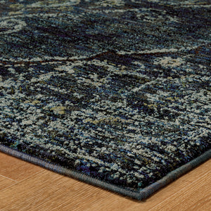 Homeroots 8' X 11' Blue And Black Oriental Power Loom Area Rug Blue,Light Blue Other Material 510056