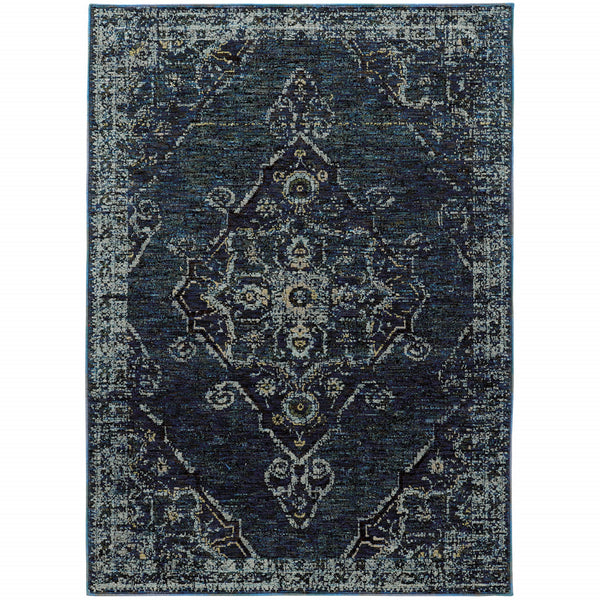 Homeroots 9' X 12' Blue And Ivory Oriental Power Loom Area Rug Blue,Light Blue Other Material 510057