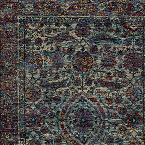 Homeroots 10' X 13' Blue Green Oriental Power Loom Area Rug  Other Material 510058